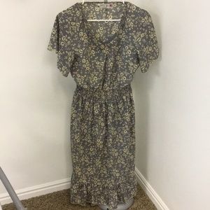 Midi, blue/tan dress